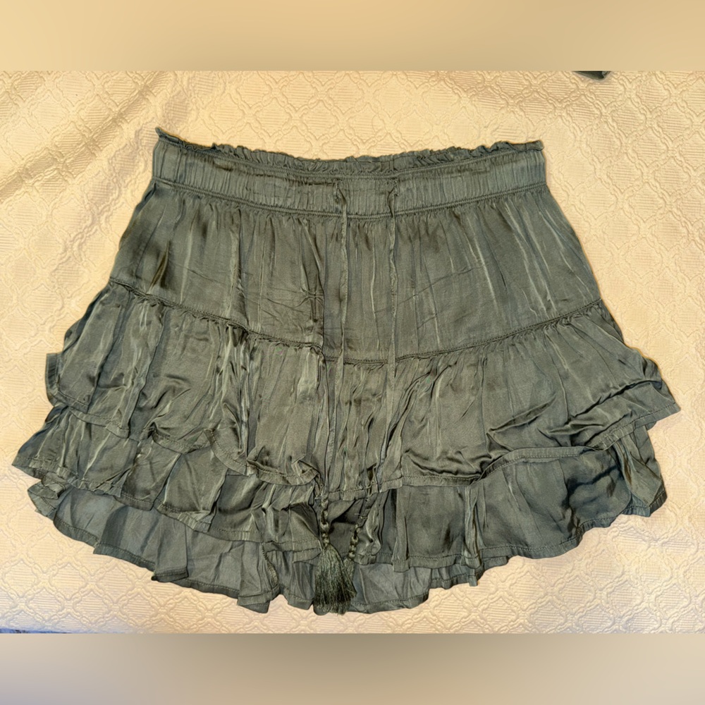 Aerie Green Tiered Ruffled Skirt